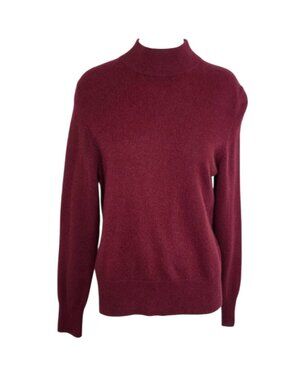 Prive Long Sleeve Mock Neck 100% Cashmere Long Sleeve Shirt, Red, Size Womens S